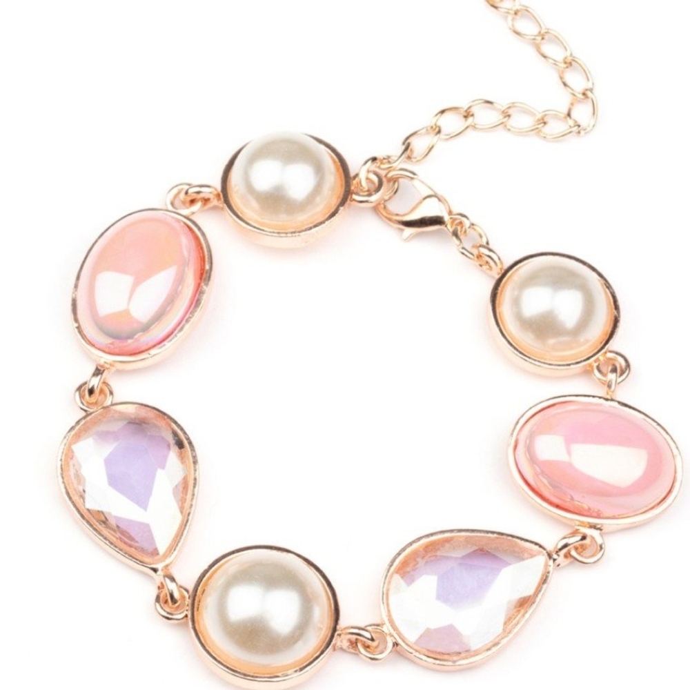Paparazzi Pink and Cream Bracelet with Vintage Charm Nostalgically Nautical